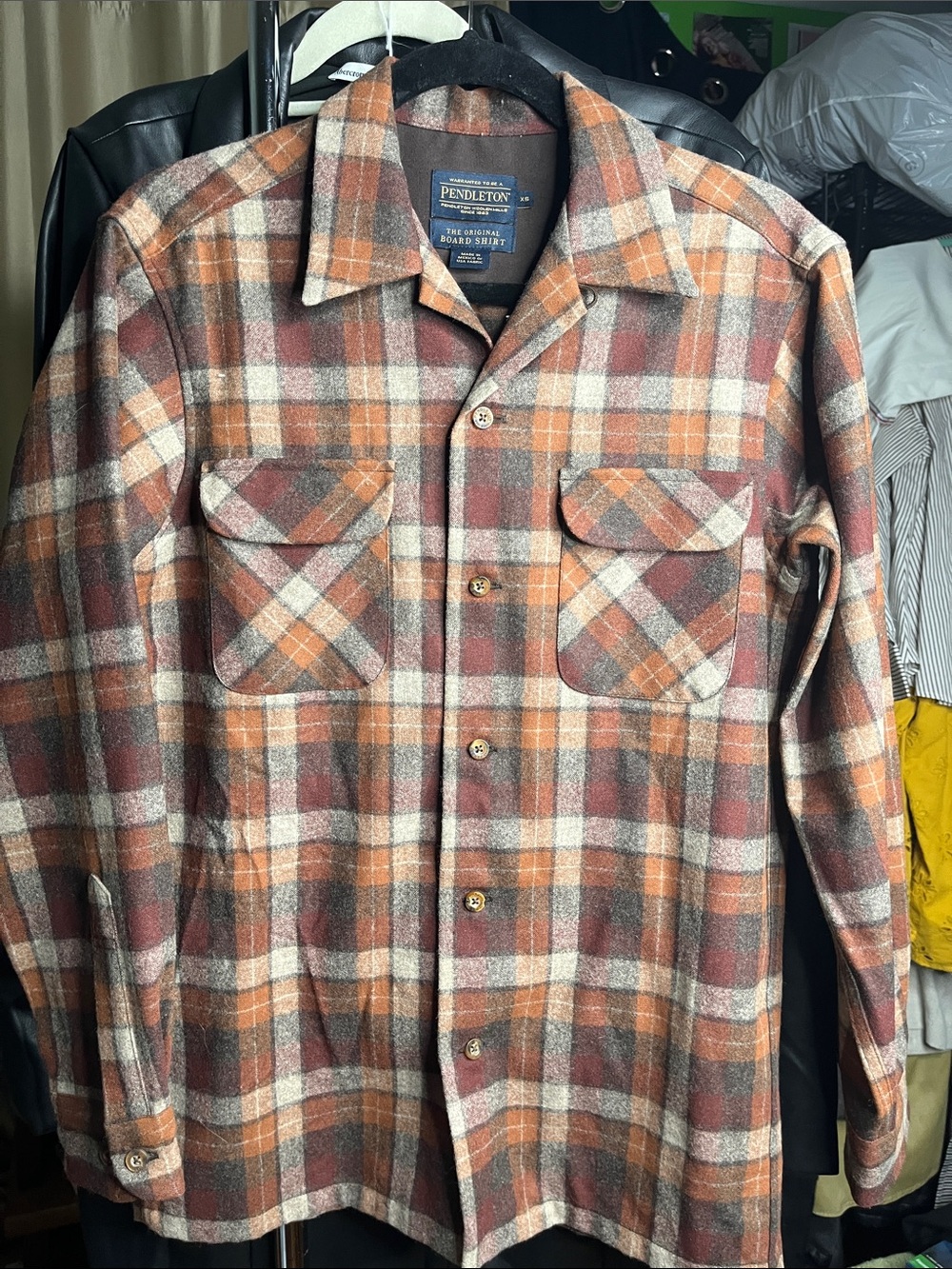 Pendleton Original Board shirt XS in 100 virgin wool brown tan rust